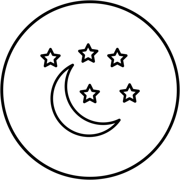El icono vectorial de la Luna y las Estrellas se puede usar para el conjunto de iconos de la ducha de bebé