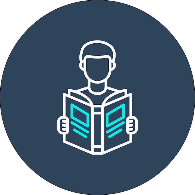 El icono vectorial de Man Reading Book se puede usar para el conjunto de iconos de la biblioteca
