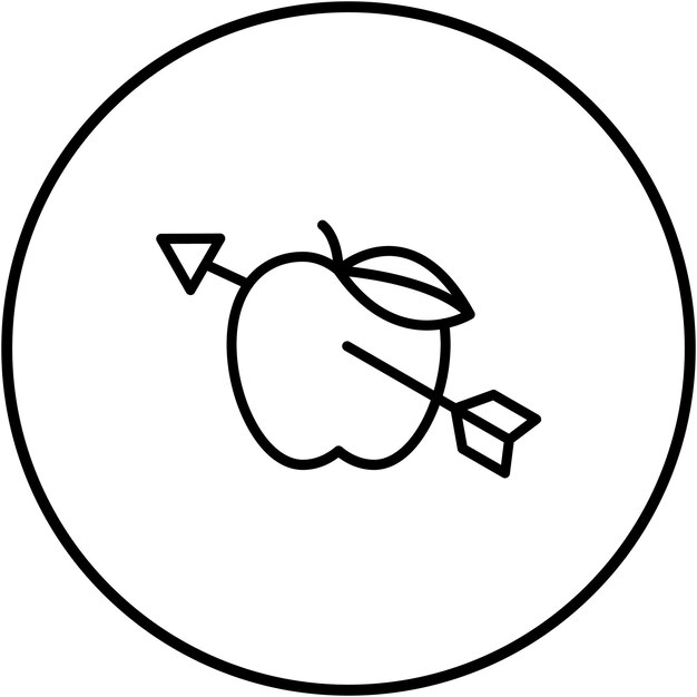 El icono vectorial de manzana se puede usar para el conjunto de iconos de tiro con arco