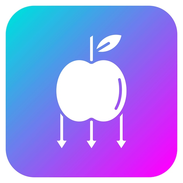 Vector el icono vectorial de manzana que cae se puede usar para el conjunto de iconos de investigación y ciencia