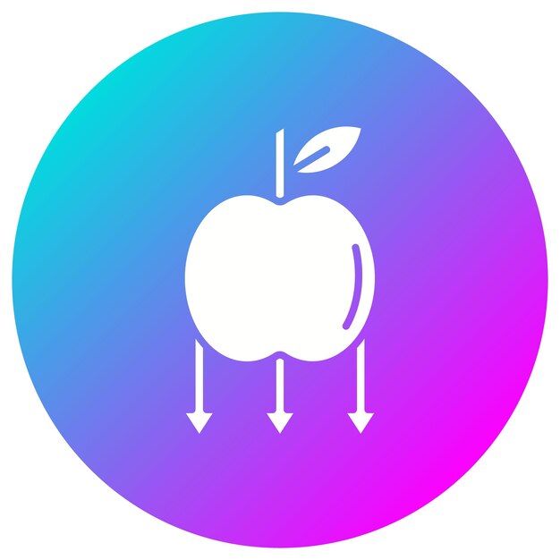 El icono vectorial de manzana que cae se puede usar para el conjunto de iconos de Investigación y Ciencia