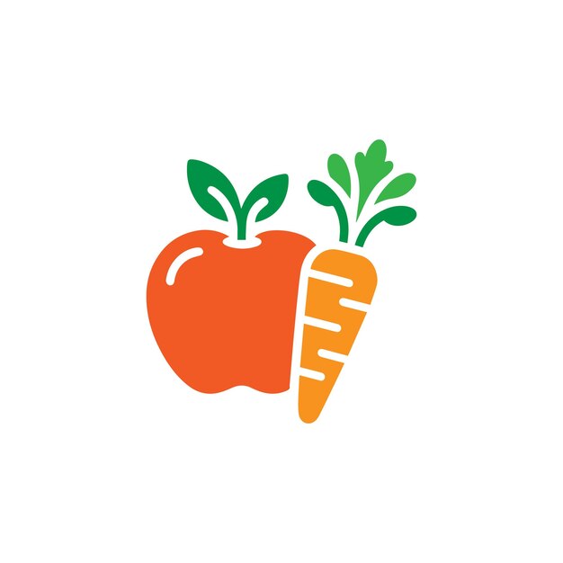 Icono vectorial de manzana y zanahoria
