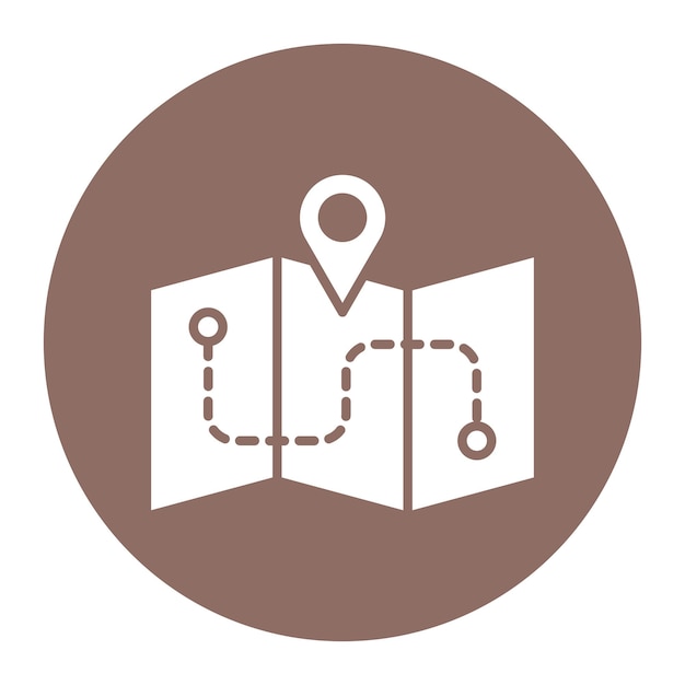 El icono vectorial del mapa se puede utilizar para el conjunto de iconos de planificación de vacaciones