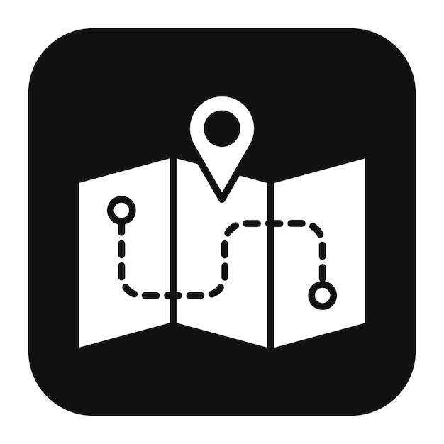 El icono vectorial del mapa se puede utilizar para el conjunto de iconos de planificación de vacaciones