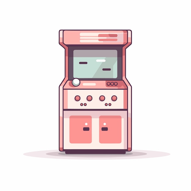 Icono vectorial una máquina de arcade rosada en un piso blanco
