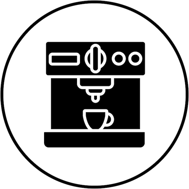 El icono vectorial de la máquina de café se puede usar para el conjunto de iconos de la cafetería