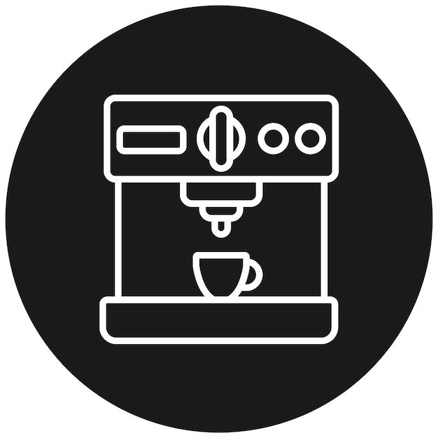 El icono vectorial de la máquina de café se puede usar para el conjunto de iconos de la cafetería