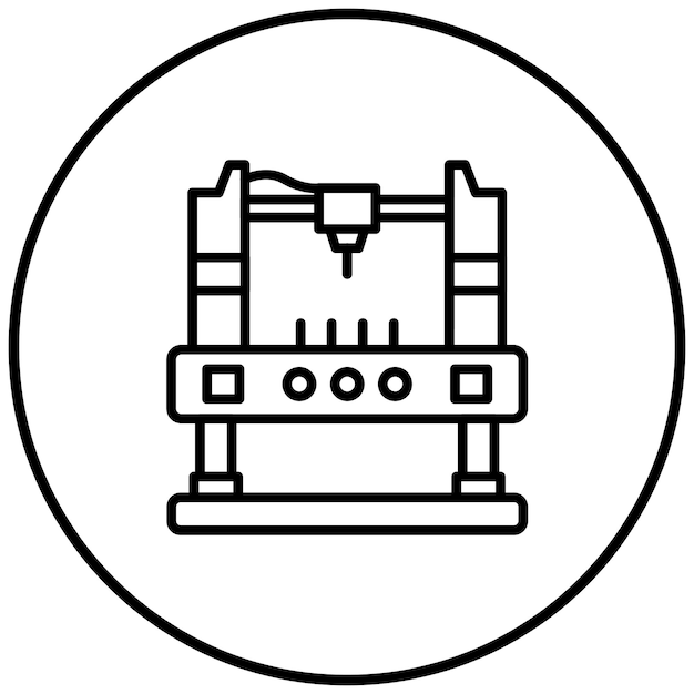 El icono vectorial de la máquina CNC se puede utilizar para imprimir el conjunto de iconos