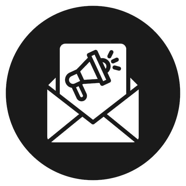 El icono vectorial de marketing de correo electrónico se puede utilizar para el conjunto de iconos de marketing digital