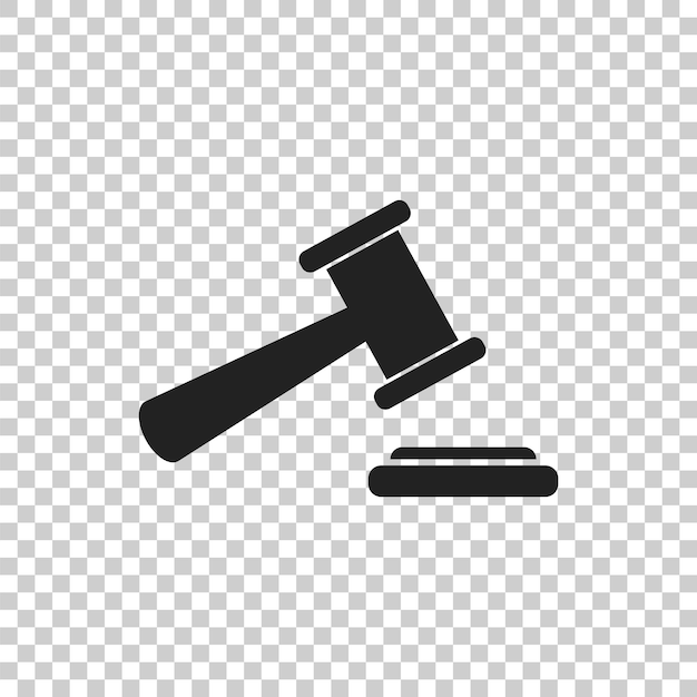 Icono vectorial de martillo de subasta Icono plano del tribunal de la corte