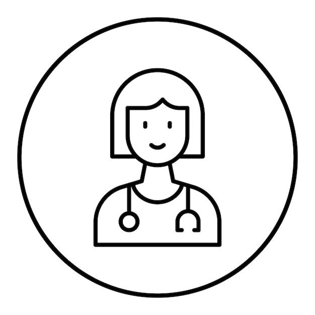 El icono vectorial del médico femenino se puede utilizar para el conjunto de iconos de control de salud