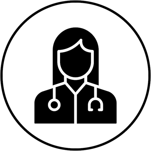 El icono vectorial del médico femenino se puede utilizar para el conjunto de iconos de medicina