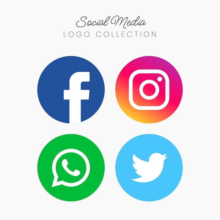 Vector ícono vectorial de medios sociales para facebook, instagram, whatsapp y twitter