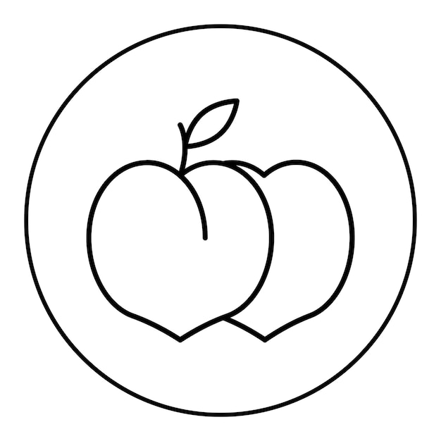 El icono vectorial de melocotón se puede utilizar para el conjunto de iconos de frutas y verduras