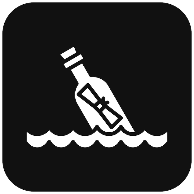 El icono vectorial del mensaje en la botella se puede utilizar para el conjunto de iconos del océano