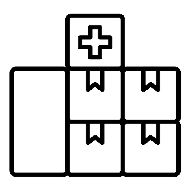 El icono vectorial de las mercancías de socorro se puede utilizar para el conjunto de iconos de la encuesta