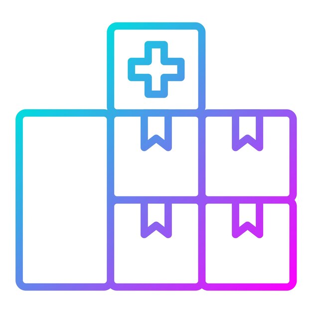 El icono vectorial de las mercancías de socorro se puede utilizar para el conjunto de iconos de la encuesta