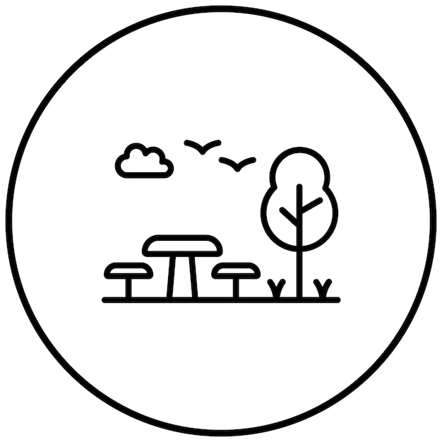 El icono vectorial de la mesa de picnic se puede usar para el conjunto de iconos de trekking
