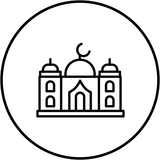 El icono vectorial de la mezquita se puede usar para el conjunto de iconos de Ramadán