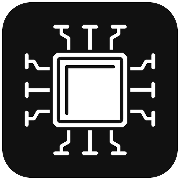 El icono vectorial del microchip se puede usar para el conjunto de iconos de ciencia ficción