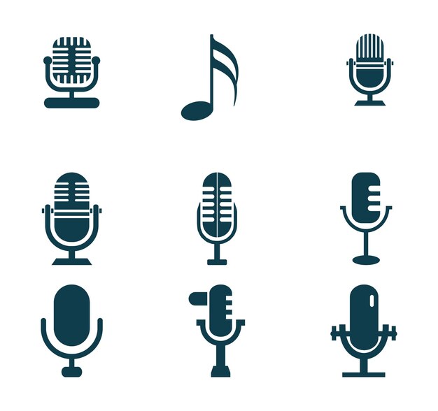 El icono vectorial del micrófono está aislado en un fondo blanco.