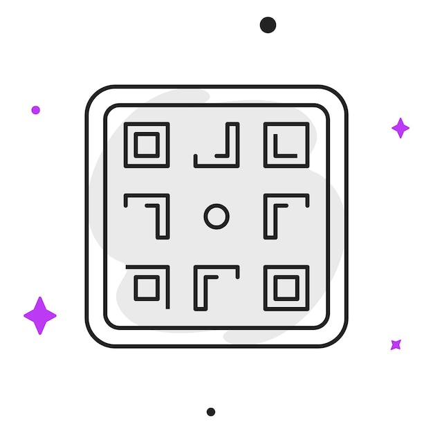 Icono vectorial moderno de alta calidad de código QR en un fondo estrellado