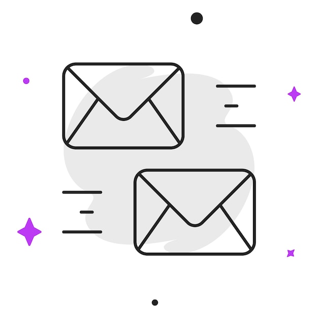 Icono vectorial moderno de alta calidad de correo en un fondo estrellado