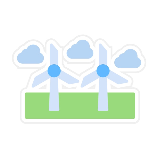 El icono vectorial del molino de viento se puede usar para el conjunto de iconos de paisajes
