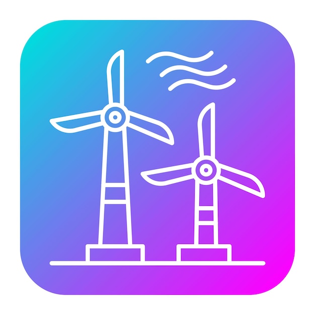 El icono vectorial de los molinos de viento se puede utilizar para el conjunto de iconos de energía nuclear