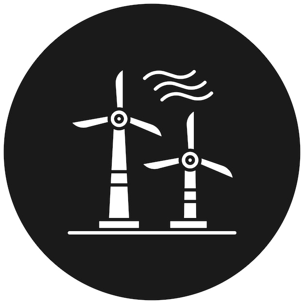 El icono vectorial de los molinos de viento se puede utilizar para el conjunto de iconos de energía nuclear