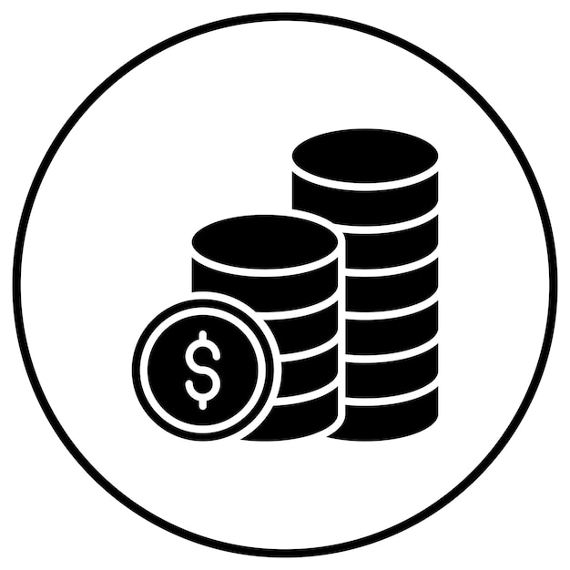 El icono vectorial de monedas se puede utilizar para el conjunto de iconos de inicio de negocios