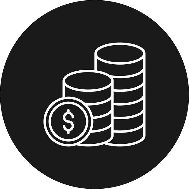 El icono vectorial de monedas se puede utilizar para el conjunto de iconos de inicio de negocios