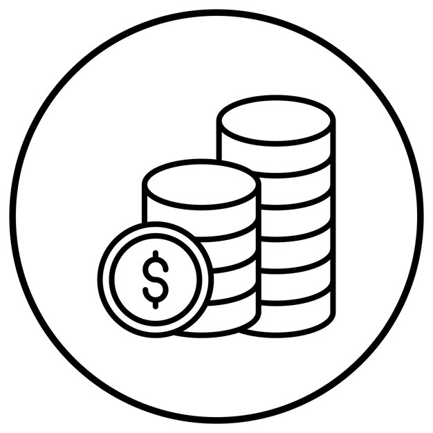 El icono vectorial de monedas se puede utilizar para el conjunto de iconos de inicio de negocios