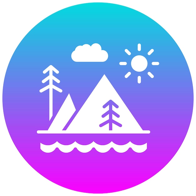 El icono vectorial de las montañas se puede usar para el conjunto de iconos de Beach Resort