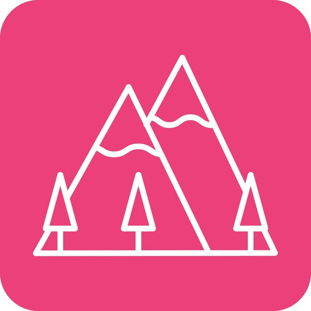 El icono vectorial de las montañas se puede usar para el conjunto de iconos de invierno
