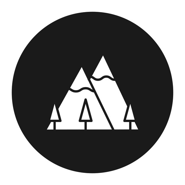 El icono vectorial de las montañas se puede usar para el conjunto de iconos de invierno