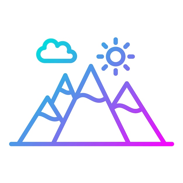 El icono vectorial de las montañas se puede usar para el conjunto de iconos de senderismo