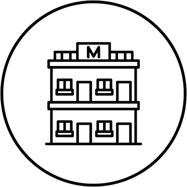 El icono vectorial del motel se puede usar para el conjunto de iconos del tipo de casas