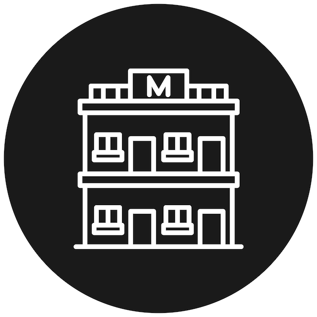 El icono vectorial del motel se puede usar para el conjunto de iconos del tipo de casas