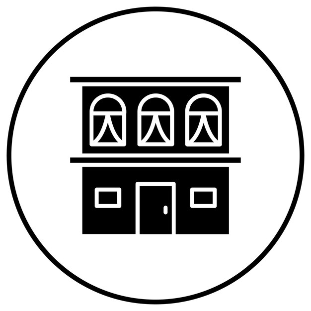 El icono vectorial del motel se puede utilizar para el conjunto de iconos de gestión del hotel