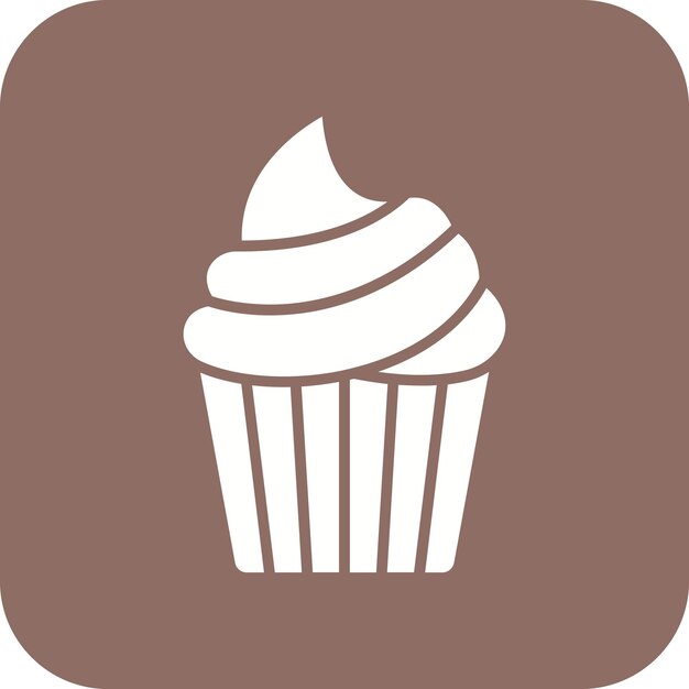 El icono vectorial del muffin se puede usar para el conjunto de iconos de la mañana y el desayuno