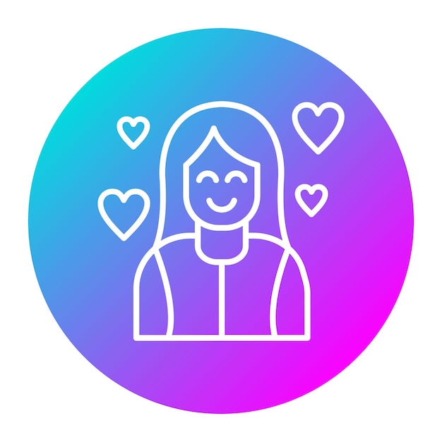 El icono vectorial de la mujer feliz se puede usar para el conjunto de iconos de comodidad