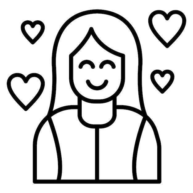 El icono vectorial de la mujer feliz se puede usar para el conjunto de iconos de comodidad