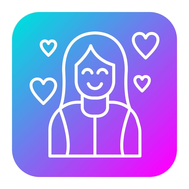 El icono vectorial de la mujer feliz se puede usar para el conjunto de iconos de comodidad