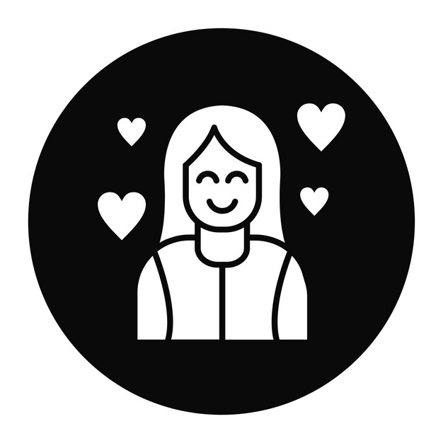 El icono vectorial de la mujer feliz se puede usar para el conjunto de iconos de comodidad