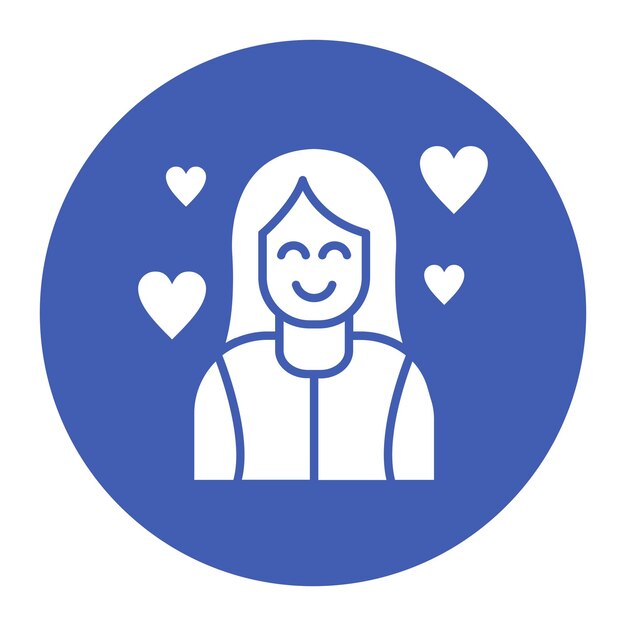 El icono vectorial de la mujer feliz se puede usar para el conjunto de iconos de comodidad