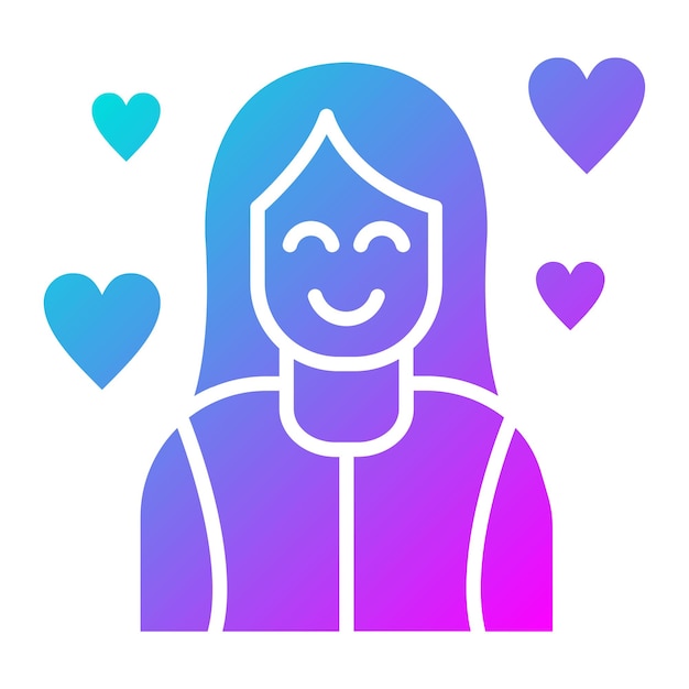 El icono vectorial de la mujer feliz se puede usar para el conjunto de iconos de comodidad