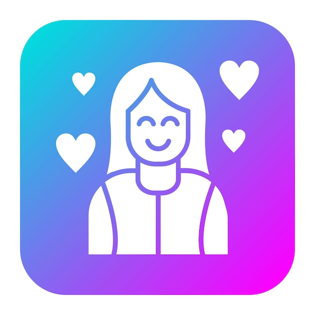 El icono vectorial de la mujer feliz se puede usar para el conjunto de iconos de comodidad