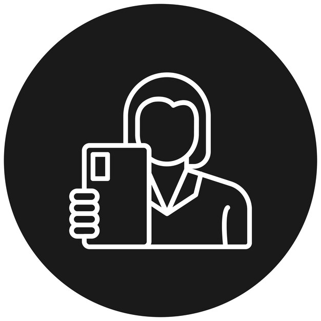 Icono vectorial de Mujer tomando Selfie Se puede usar para el conjunto de iconos de limpieza