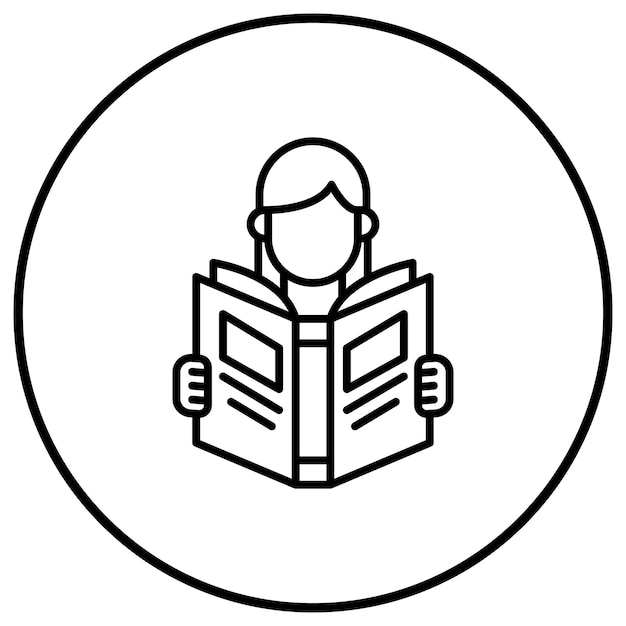 El icono vectorial de las mujeres que leen libros se puede utilizar para el conjunto de iconos de la biblioteca